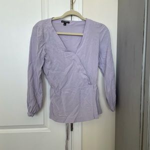 Purple v neck tie front top